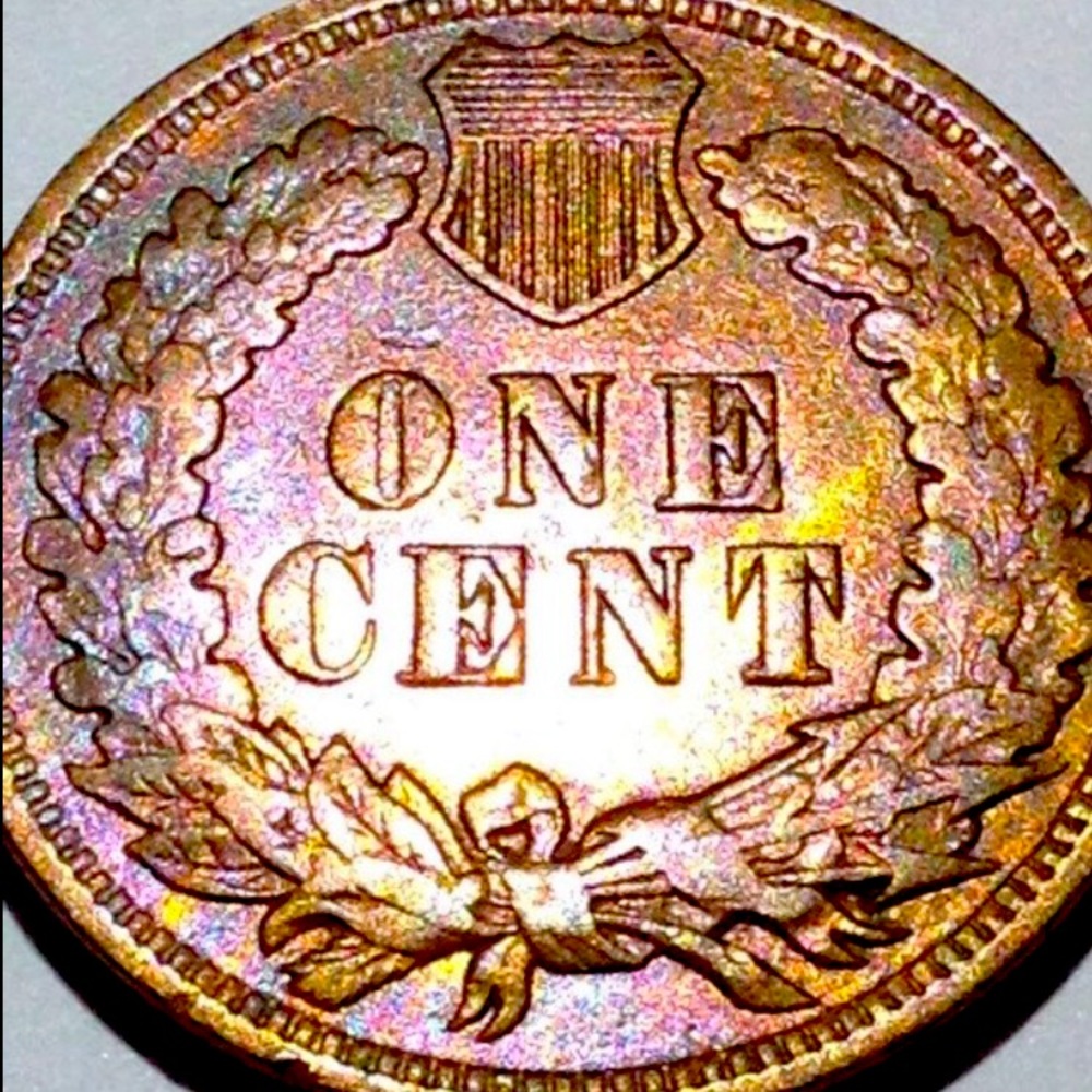 Red High Grade 1904 Indian Head Penny- Beautiful Rainbow Toning~ Bright Luster
